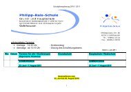 wöchentliche Termine: montags 14.30 Uhr - Philipp-Reis-Schule