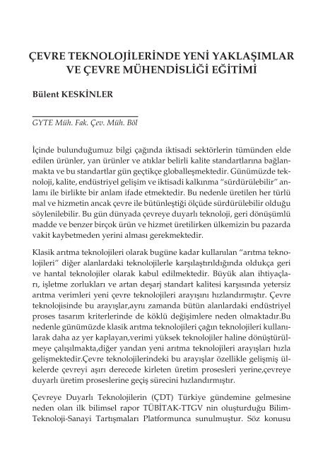 TMMOB ÇEVRE MÜHENDİSLERİ ODASI 2. Çevre Mühendisliği ...