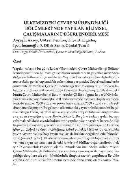 TMMOB ÇEVRE MÜHENDİSLERİ ODASI 2. Çevre Mühendisliği ...