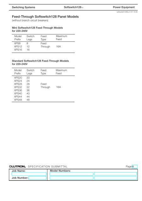 Softswitch128 Switching System - Lutron