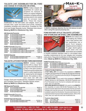 Hidden Tailgate Latches and Link Assemblies - Mar-K