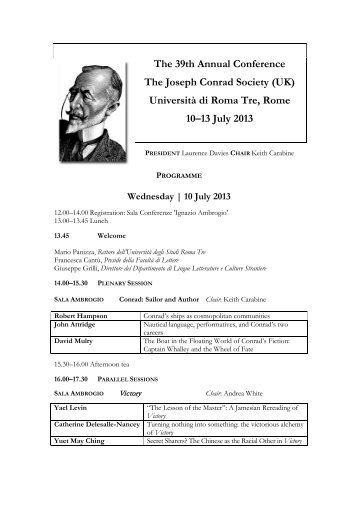 2013 Conference Programme - Joseph Conrad Society