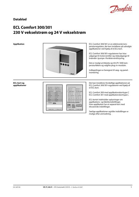 ECL Comfort 300/301 230 V vekselstrÃ¸m og 24 V vekselstrÃ¸m