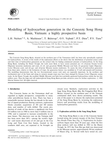 Modelling of hydrocarbon generation in the Cenozoic Song ... - CCOP