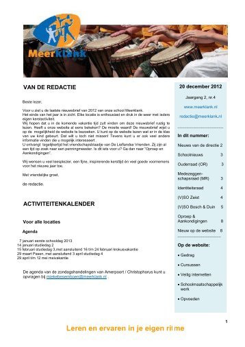 Digitale Nieuwsbrief jaargang 2 nr. 4 (december 2012) - Meerklank
