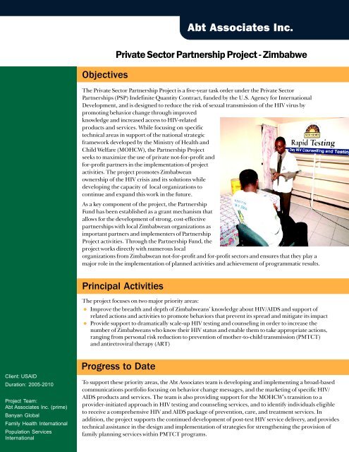 Private Sector Partnership Project - Zimbabwe - Abt Associates