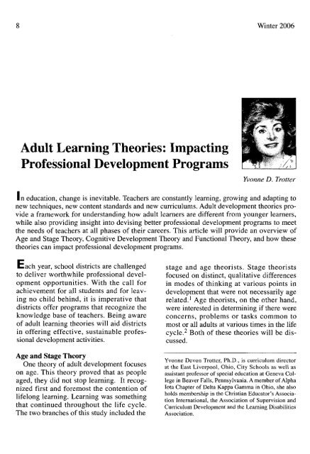 Adult Learning Theories Impacting Professional Development Programs