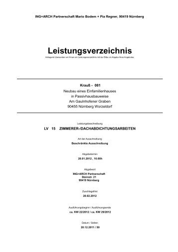 Leistungsverzeichnis - Bauportal-Deutschland