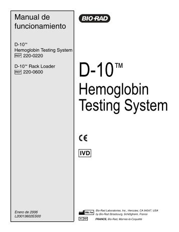 2200220-2200600-D10 Hemoglobin Testing System ... - BIO-RAD