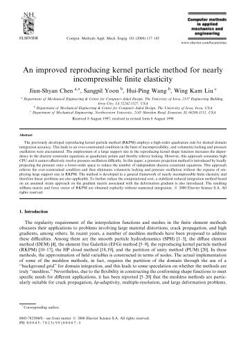 An improved reproducing kernel particle method for nearly ...