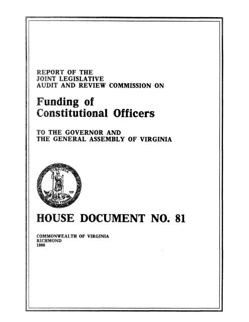 Funding of Constitutional Officers - Virginia Joint Legislative Audit ...