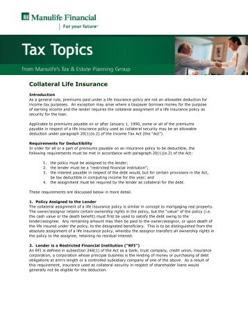 Collateral Life Insurance - Repsource - Manulife Financial