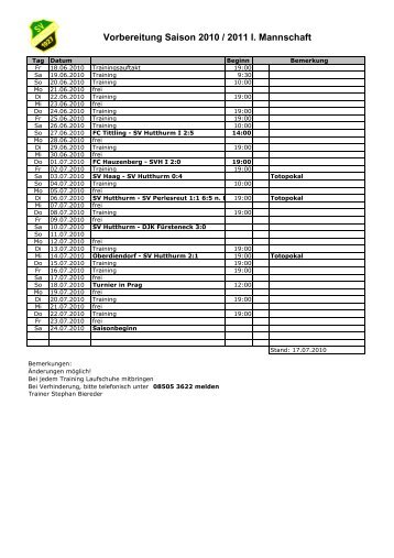 Vorbereitung Saison 2010 / 2011 I. Mannschaft - SV Hutthurm