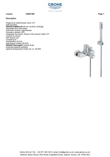 Description Single-lever bath/shower mixer 1/2" wall ... - GROHE