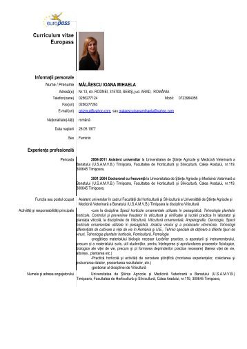 CV Malaescu Mihaela.pdf - Universitatea de Stiinte Agricole si ...