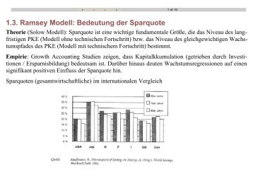 1.3. Ramsey Modell: Bedeutung der Sparquote - CER-ETH