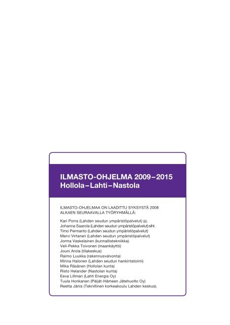 Hollola-Lahti-Nastola ilmasto-ohjelma 2009-2015 - Lahden ...