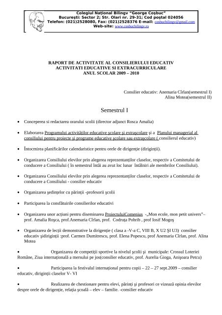 Raport de activitate consilier educativ.pdf - Colegiul NaÈ›ional ...