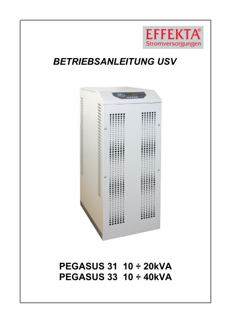 allg.beschreibung der usv und installation - Effekta