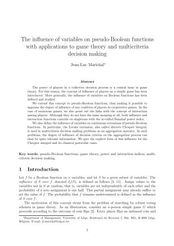 The influence of variables on pseudo-Boolean functions with ...