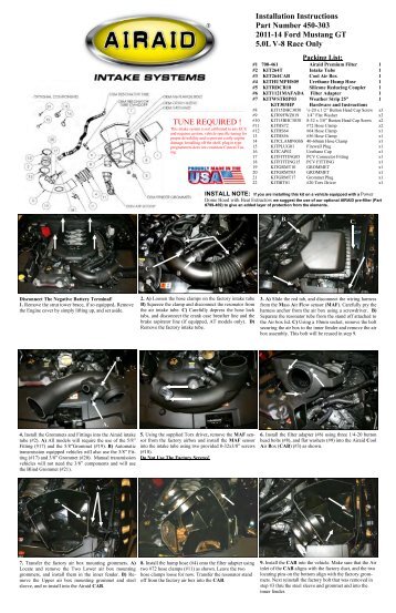 Installation Instructions Part Number 450-303 2011-14 Ford ... - Airaid
