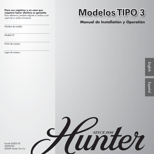 Modelos TIPO 3 - Hunter Fan