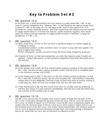 Key to Problem Set #3 - Market . Econ