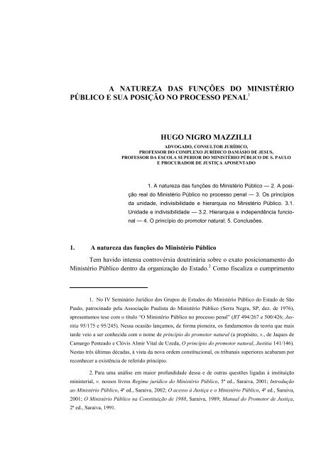 a natureza das funções do ministério público e sua ... - Revista Justitia