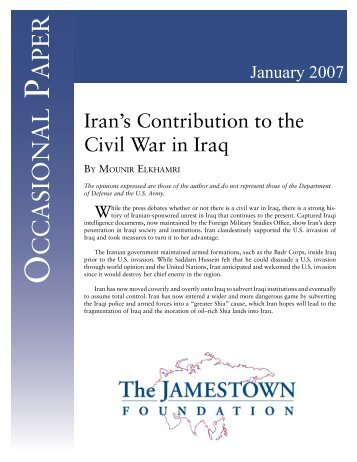 Iran's Contribution to the Civil War in Iraq - The Jamestown Foundation