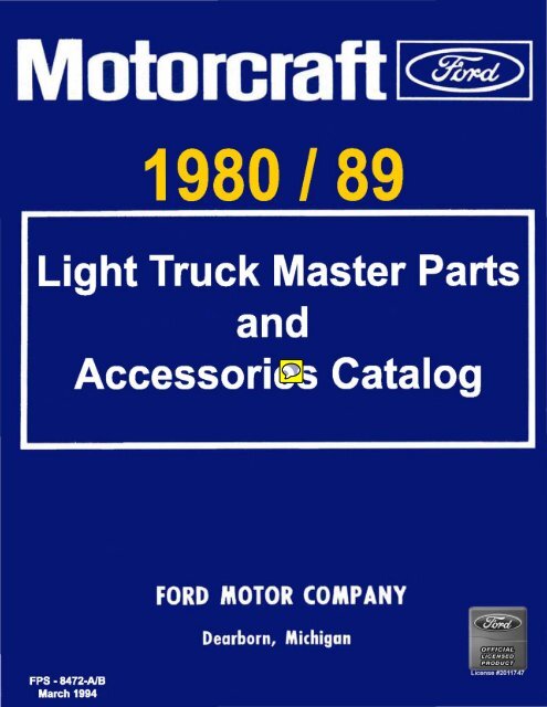 DEMO - 1980/89 Ford Light Truck Master Parts and Accessories ...