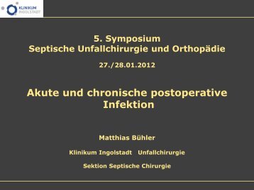 Dr. Matthias Buehler, postoperative Infektion - Septische Chirurgie