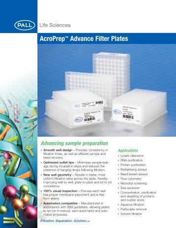 AcroPrepâ¢ Advance Filter Plates - Pall Corporation (PLL)