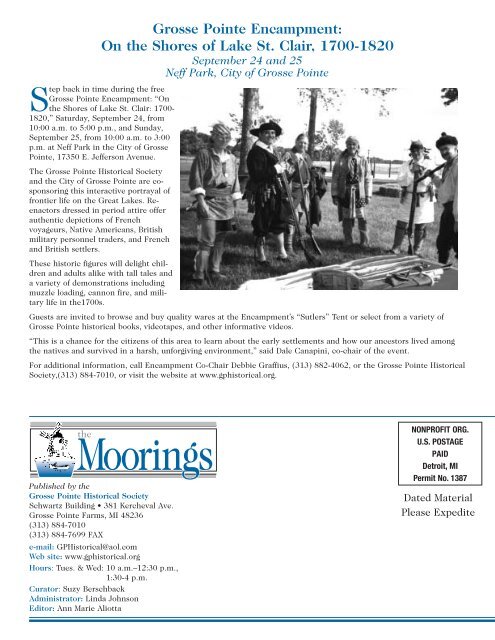 2005 Fall - Volume 22 No.2 - Grosse Pointe Historical Society