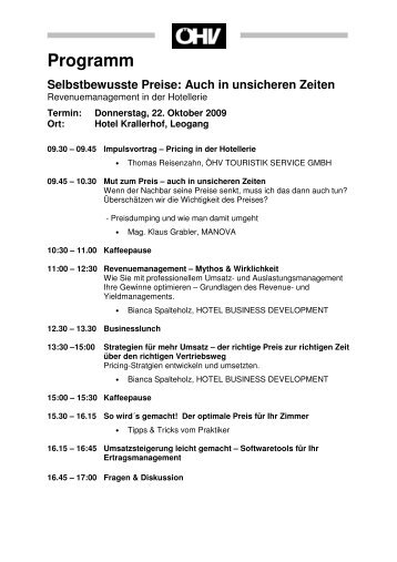 Programm Selbstbewusste Preise: Auch in ... - ROLLINGPIN
