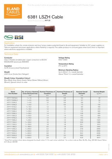 6381 LSZH Cable - Eland Cables