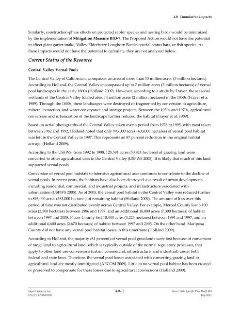 4.0 CUMULATIVE IMPACTS - Sacramento District - U.S. Army