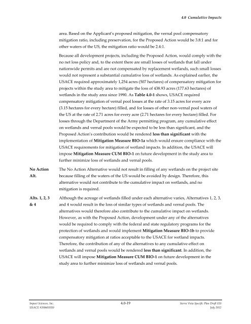 4.0 CUMULATIVE IMPACTS - Sacramento District - U.S. Army