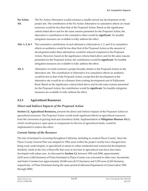 4.0 CUMULATIVE IMPACTS - Sacramento District - U.S. Army