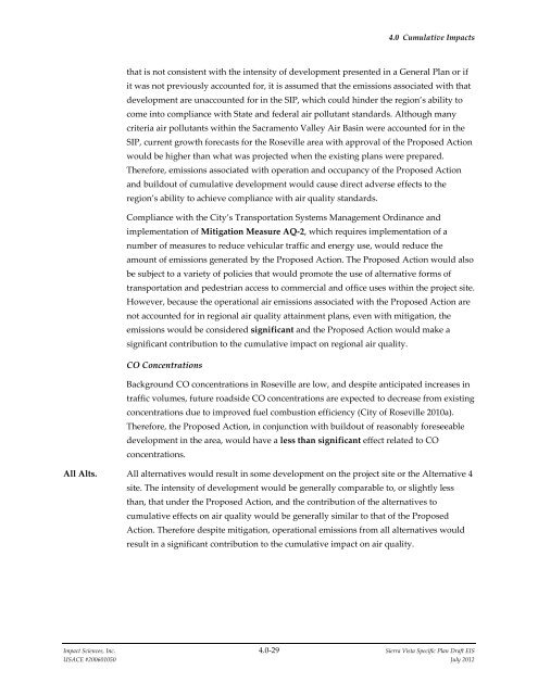 4.0 CUMULATIVE IMPACTS - Sacramento District - U.S. Army