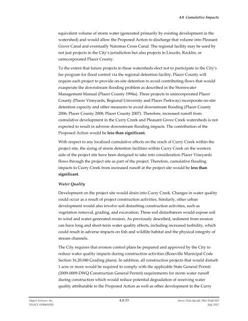 4.0 CUMULATIVE IMPACTS - Sacramento District - U.S. Army