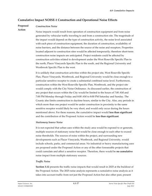 4.0 CUMULATIVE IMPACTS - Sacramento District - U.S. Army