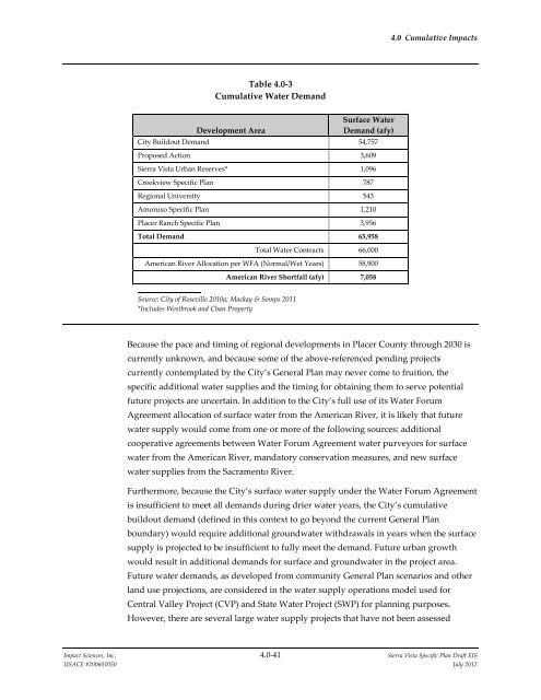 4.0 CUMULATIVE IMPACTS - Sacramento District - U.S. Army