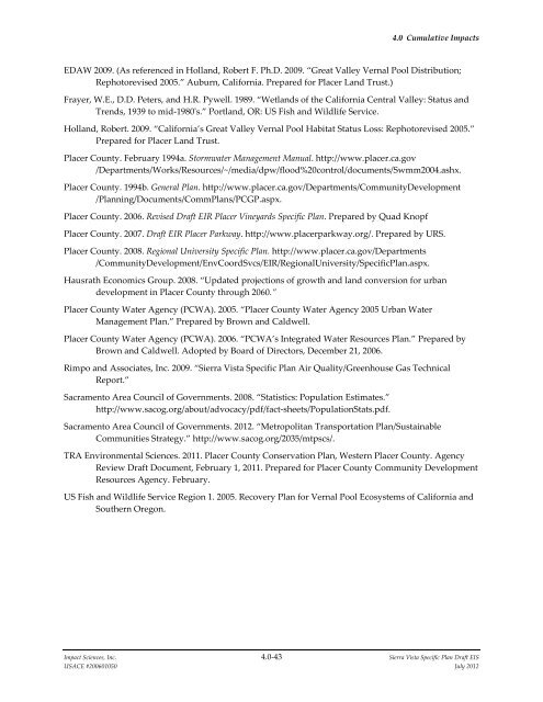 4.0 CUMULATIVE IMPACTS - Sacramento District - U.S. Army