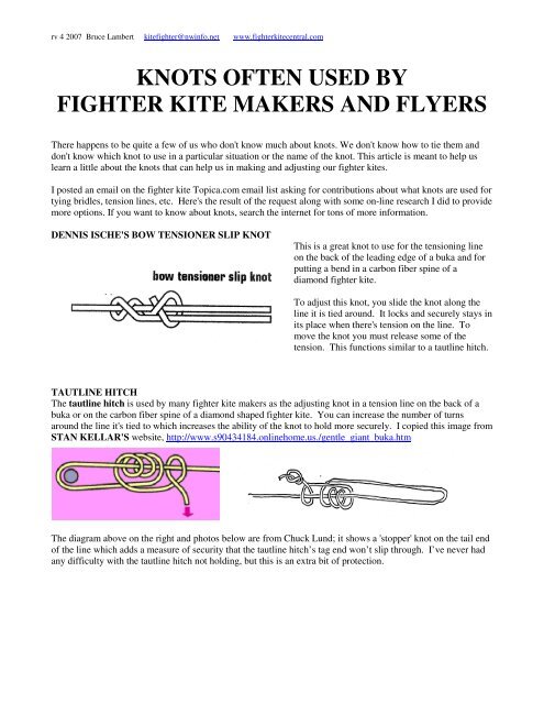 knots often used by fighter kite makers and flyers - fighterkitecentral