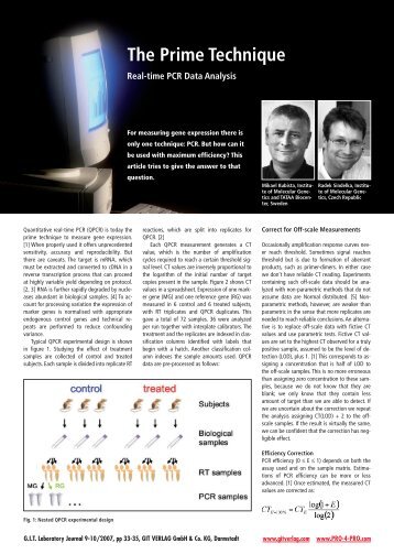 The Prime Technique - Real-time PCR Data Analysis