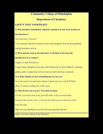 Safety Test Questions & Answer Key - Community College of ...