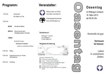 Oasentag am 16.03.2013 (Flyer) - Internetsite zur Stiftung Leben ...