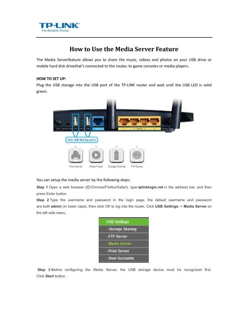 How to Use the Media Server Feature - TP-Link