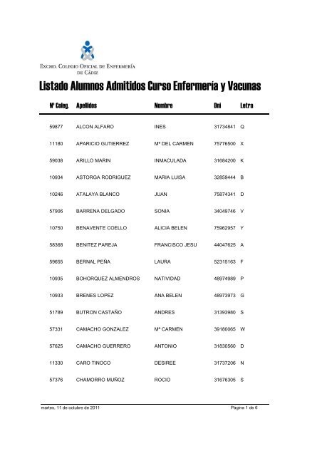 Listados de Admitidos