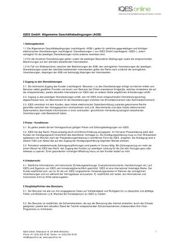 IQES GmbH: Allgemeine Geschäftsbedingungen (AGB) - IQES online
